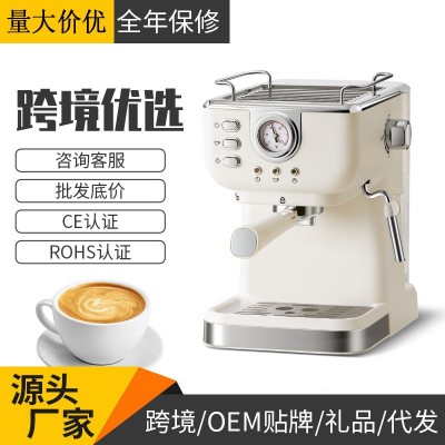 跨境专供 咖啡机意式半自动家用办公高压浓缩蒸汽打奶泡咖啡壶